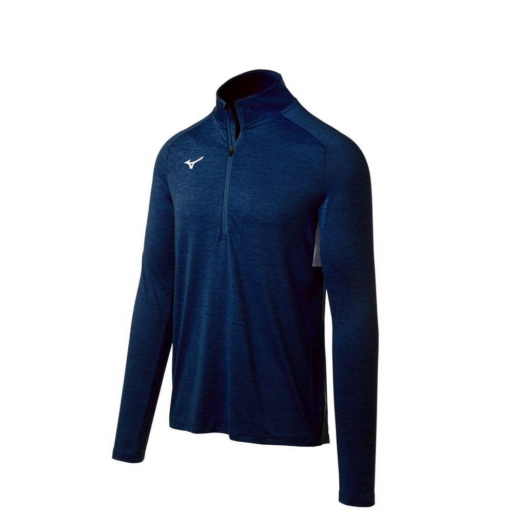 Mens Mizuno Alpha 1/2 Zip Pullover Navy Philippines (BTVRKO430)